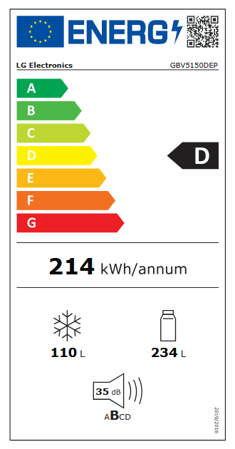 Хладилник с фризер LG GBV5150DEP